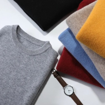 19 Colors Men Cashmere Sweater O-Neck Cold Resista