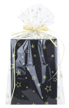 Worki CELOFAN ozdobne ŚWIĘTA GWIAZDKI 20x35 25 G