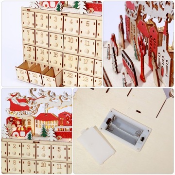 ДЕРЕВЯННЫЙ ДОМ СВЕТОДИОДНЫЙ АДВЕНТ-КАЛЕНДАРЬ