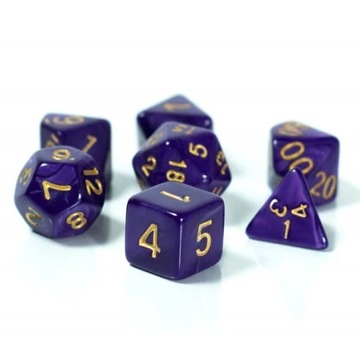 BOSKI AMETYST ZESTAW 7 PERŁOWYCH KOŚCI RPG