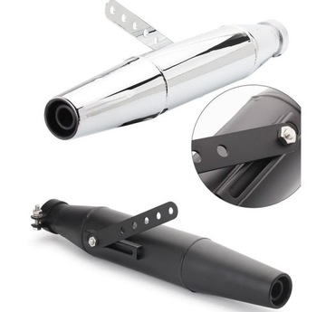 ГЛУШИТЕЛЬ МОТОЦИКЛА ХРОМ ЧЕРНЫЙ УНИВЕРСАЛЬНЫЙ ВЫХЛОПНОЙ ДЛИННЫЙ