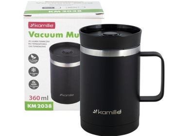 Кружка-термос Kamille Термос с ручкой 360мл ЧЕРНЫЙ KM2038