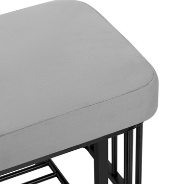 Modern Shoe Bench Velvet Seat Sturdy Metal Frame Adjustable Feet Grey Black