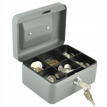 Металлический ящик для купюр, монет, сейф с ключом.