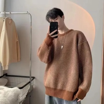 Striped Knitted Sweater Coat Men Japanese Oversize