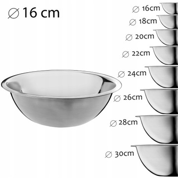 КУХОННАЯ ЧАША ДЛЯ САЛАТА ИЗ НЕРЖАВЕЮЩЕЙ СТАЛИ, 16 см