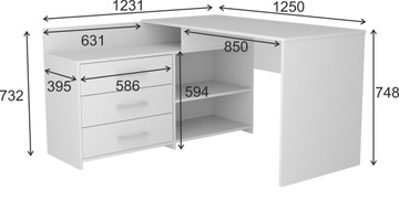 Рафал угловой письменный стол, белый