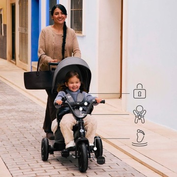 Kinderkraft Rowerek Trójkołowy 5w1 Spacerówka Wózek od 9m EASYTWIST Zielony