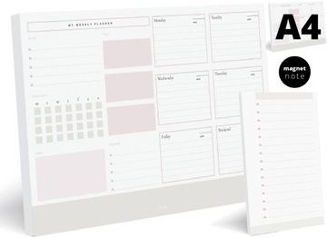 BIUWAR A4 ROK NOTES kalendarz PLANER 364 ORGANIZER + notes magnetyczny PINK