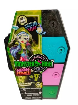 LALKA MONSTER HIGH GHOULIA YELPS + AKCESORIA HNF81 SERIA NEONOWA