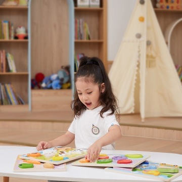 VIGA DREWNIANE PUZZLE UKŁADANKA MONTESSORI 2w1 FIGURKI FARMA ZWIERZĄTKA