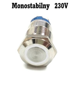 Przycisk wciskany 12mm podświetlany LED 230V mo
