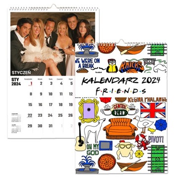 KALENDARZ ŚCIENNY NA ROK 2024 FRIENDS PRZYJACIELE WIELOPLANSZOWY A4