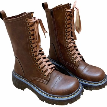 Kozaki Krótkie Damskie Botki gruby obcas Zimowe piękne Boots B49-270