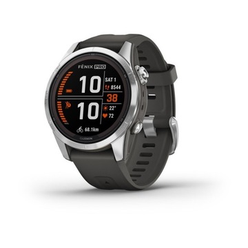 Zegarek sportowy Garmin Fenix 7S Pro Solar Srebrny grafitowy pasek