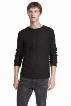 H&M Sweter klasyczny czarny okrągły dekolt męski M