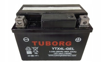 Akumulator ŻELOWY Tuborg YTX4L-BS GEL 3,2Ah 60A ZAMIENNIK YUASA VARTA EXIDE