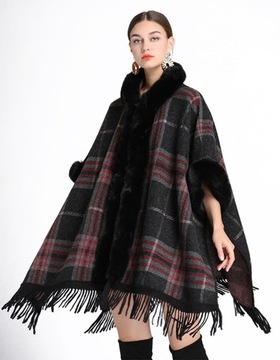 Ladies Cape z kapturem rozmiar ciepłego płaszcza