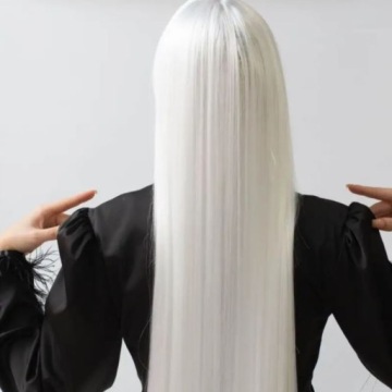 Парик длинный белый 100 см. Косплей аниме манга волос прямой взрыв