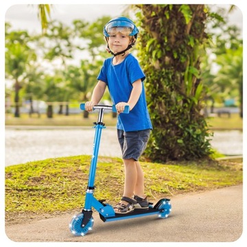 ДЕТСКИЙ СКУТЕР, ПОДСВЕТКА, СВЕТОДИОДНЫЕ КОЛЕСА, РЕГУЛИРОВКА ВЫСОТЫ, ТОРМОЗ, СКЛАДНОЙ