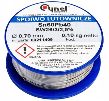 Cyna 0,70 100g spoiwo LC60 - FSW26 Sn60Pb40