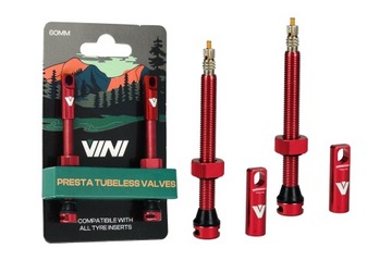 Wentyle bezdętkowe Tubeless VINI 60mm kpl. wentyli 16gr czerwone