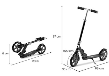 LIONELO LUCA DUŻA HULAJNOGA SKŁADANA AMORTYZATOR DO 100kg BLACK GRAPHITE