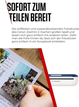 CANON Zoemini 2 Przenośna Drukarka Zdjęć Bluetooth Smartfon Tablet