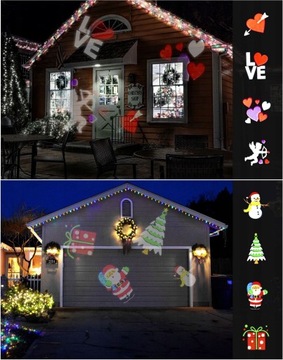 PROJEKTOR LASEROWY LED RGB ŚWIĄTECZNY 16w1 OGRODOWY RUCHOMY STAR SHOWER