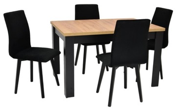 STÓŁ Z KRZESŁAMI Stół 80x120/160 cm C-2 Dąb Craft + 4x Krzesło LUNA 29B