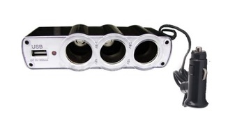 Rozdzielacz zapalniczki rozgałęźnik trójnik+ 1 USB