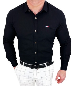 Koszula meska czarna slim fit oxford 1969 - XXXL