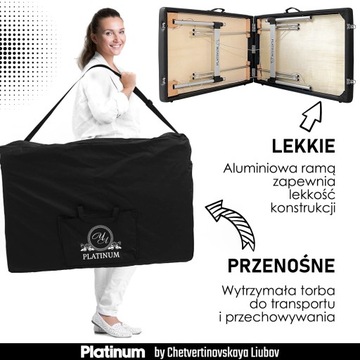 Алюминиевая косметическая кровать PLATINUM черная, 60 см, с местом для ног