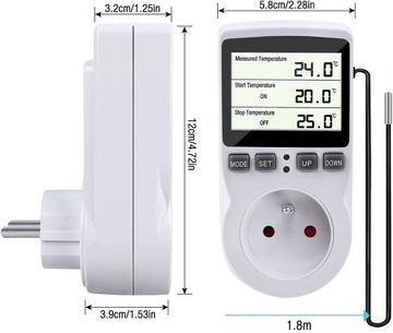 ЦИФРОВОЙ ТЕРМОСТАТ РЕГУЛЯТОР ТЕМПЕРАТУРЫ РОЗЕТКА 16А 250В