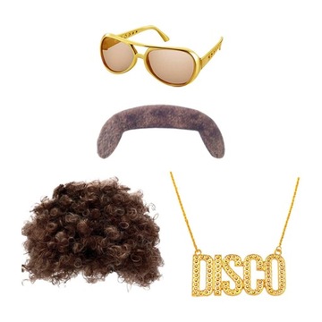 Zestaw peruk Disco Zestawy peruk Rock 70S Naszyjnik Disco Przenośne zestawy