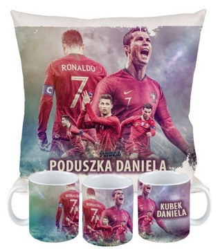 ZESTAW KUBEK PODUSZKA CRISTIANO RONALDO CR7 + IMIĘ