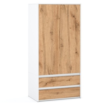 NOWOCZESNA SZAFA GARDEROBA 90CM 2D2SZ BIAŁA WOTAN