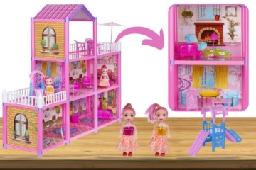 БОЛЬШОЙ КУКОЛЬНЫЙ ДОМИК МЕБЕЛЬ ДЛЯ 2 КУКЛ 129 ЭЛЕМЕНТОВ РОЖДЕСТВЕНСКИЙ ПОДАРОК