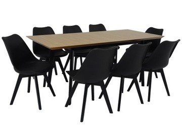 8 krzeseł skandynawskich SL-02 + Stół 80x140/180 okleina dębowa WYBÓR