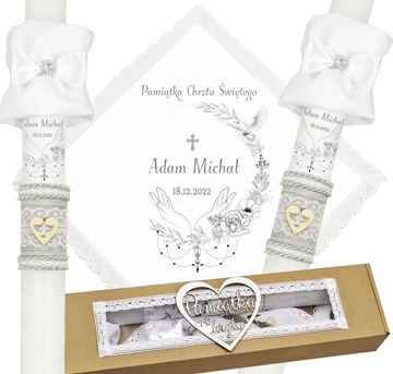 ŚWIECA NA CHRZEST SZATKA DO CHRZTU ECO PUDEŁKO