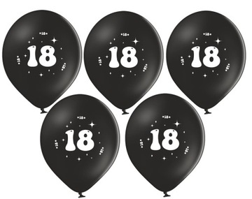 Balony Czarne 18 Urodziny Osiemnastka 5 sztuk