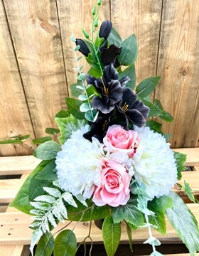 УНИКАЛЬНЫЙ НАБОР искусственных цветов Букет + Оформление букета на могильный памятник