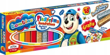 БАМБИНО КВАДРАТНЫЙ ПЛАСТИКИН 18 ЦВЕТОВ