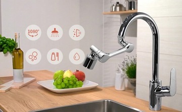 Поворотный смеситель на 1080°, аэратор, удлинитель смесителя