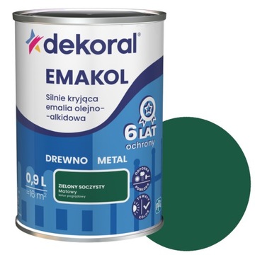 Emalia olejno-alkidowa drewno metal Dekoral Emakol Zielony Soczyst Mat 0,9L