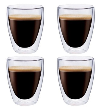 Szklanki Termiczne Dwuwarstwowe Kawa Herbata Dwuścienne Termo 235ml 4 szt.