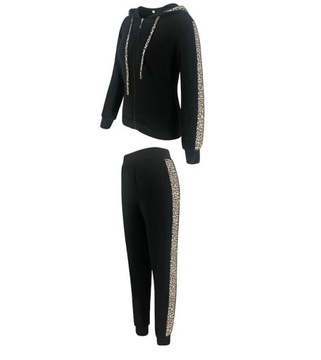 КОМПЛЕКТ ЖЕНСКОГО СПОРТИВНОГО КОСТЮМА, ПОЛОСКИ, КОЖА, XL