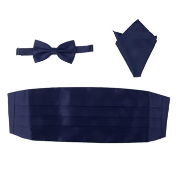 3 szt. Satynowa muszka Cummerbund Hanky