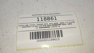 DRŽÁK POLIČKY KUFRU PRAVÝ VW TIGUAN II EVROPA 5NA858848C