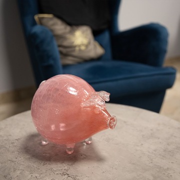RÓŻOWA ŚWINKA SKARBONKA PĘKATA DUŻA SZKLANA NA PREZENT POPĘKANA